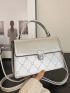 Heart Embossed Square Bag Twist Lock Flap PU