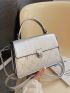 Heart Embossed Square Bag Twist Lock Flap PU
