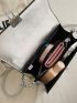 Heart Embossed Square Bag Twist Lock Flap PU