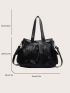 Black Shoulder Tote Bag PU