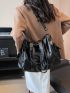Black Shoulder Tote Bag PU