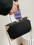 Mini Box Bag Crocodile Embossed PU Black