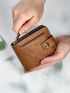 Brown Small Wallet Zipper PU Casual