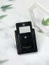 Letter Graphic Small Wallet Vintage Button Detail PU