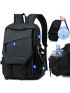 Large Capacity Casual Daypack Letter Patch Decor Release Buckle Design