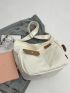 Large Capacity Hobo Bag Letter Patch