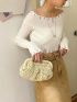 Ruched Design Straw Bag Paper For Vacation