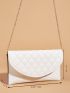 Medium Envelope Bag Quilted Flap White Minimalist
