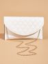 Medium Envelope Bag Quilted Flap White Minimalist