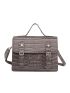 Small Square Bag Vintage Flap Buckle Design Crocodile Embossed