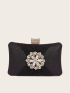 Mini Box Bag Glamorous Rhinestone Decor Ruched Detail Chain For Party