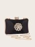 Mini Box Bag Glamorous Rhinestone Decor Ruched Detail Chain For Party