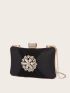 Mini Box Bag Glamorous Rhinestone Decor Ruched Detail Chain For Party