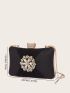Mini Box Bag Glamorous Rhinestone Decor Ruched Detail Chain For Party