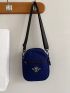 Mini Square Bag Letter Patch Decor Zipper