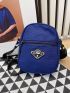 Mini Square Bag Letter Patch Decor Zipper