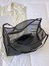 Black Square Bag Double Handle With Inner Pouch PU