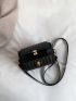 Mini Square Bag Adjustable Strap Black PU