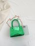 Mini Square Bag Geometric Embossed Metallic Green Funky