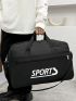 Oversized Gym Bag Letter Graphic Double Handle For Sports Aesthetic