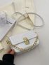 Mini Square Bag Chain Decor Twist Lock Flap PU