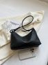 Litchi Embossed Hobo Bag Black Top Handle For Work