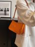 Small Baguette Bag Funky Metallic Crocodile Embossed Zipper PU
