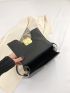 Small Square Bag Solid Black Top Handle
