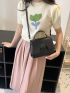 Small Square Bag Solid Black Top Handle