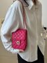 Mini Flap Square Bag Quilted Pattern Neon Pink