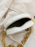 Mini Circle Bag Pocket Decor Solid White