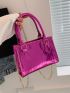 Mini Square Bag Geometric Embossed Neon Pink Funky