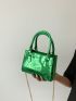 Mini Square Bag Geometric Embossed Metallic Green Funky