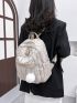 Floral Pattern Classic Backpack Pom Pom Decor Waterproof