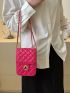 Mini Flap Square Bag Quilted Pattern Turn Lock Neon Pink