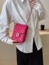 Mini Flap Square Bag Quilted Pattern Turn Lock Neon Pink