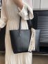 Minimalist Shoulder Tote Bag Letter Tape Decor