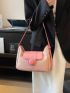 Medium Baguette Bag Two Tone Button Decor
