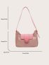 Medium Baguette Bag Two Tone Button Decor