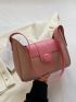 Medium Baguette Bag Two Tone Button Decor
