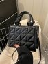Mini Square Bag Quilted Pattern Minimalist Knot Design Handle
