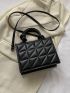 Mini Square Bag Quilted Pattern Minimalist Knot Design Handle