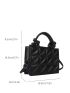 Mini Square Bag Quilted Pattern Minimalist Knot Design Handle