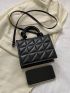 Mini Square Bag Quilted Pattern Minimalist Knot Design Handle