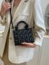 Mini Square Bag Quilted Pattern Minimalist Knot Design Handle