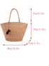 Oversized Straw Bag Pom Pom Decor