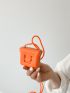 Mini Box Bag Geometric Embossed Neon Orange
