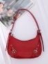 Minimalist Hobo Bag Buckle Decor Small