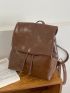 Minimalist Flap Backpack Drawstring Design Brown