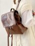 Minimalist Flap Backpack Drawstring Design Brown